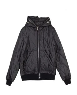 Gimp Jkt Black Quilted Nylon Hooded Jacket - Gimp Jkt
