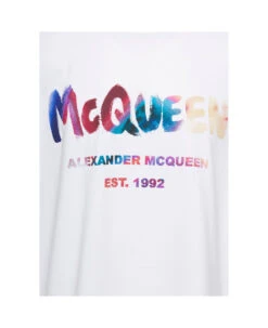 Alexander McQueen White Oversized T-shirt With Multicolor Graffiti Logo Print In Cotton Man -Italist Clothing Sale 0d9ab6182f959dc19070b5ee9a9766e6