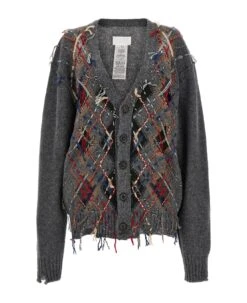 Maison Margiela Argyle Patterned Cardigan