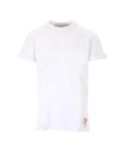 Golden Goose White Cotton T-shirt With Stamp Detail