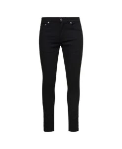 Black Skinny Jeans With Eyelet Detailing In Cotton Denim Man Alexander Mcqueen