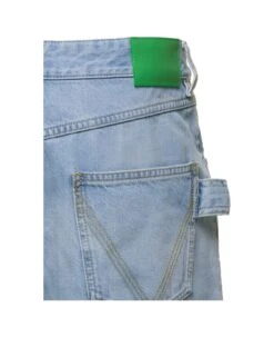 Bottega Veneta Light Blue 5-pocket Style Jeans With Green Patch In Cotton Denim Woman -Italist Clothing Sale 24b68345e8d43285bb0adef3d48b78ea
