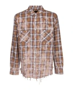 Amiri Logo-print Bleached Flannel Shirt