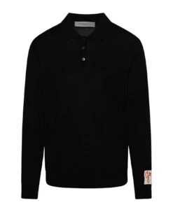 Golden Goose Polo Shirt In Black Virgin Wool
