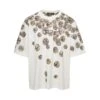 Dolce & Gabbana White Oversized T-shirt With All-over 'monete' Print In Cotton Man
