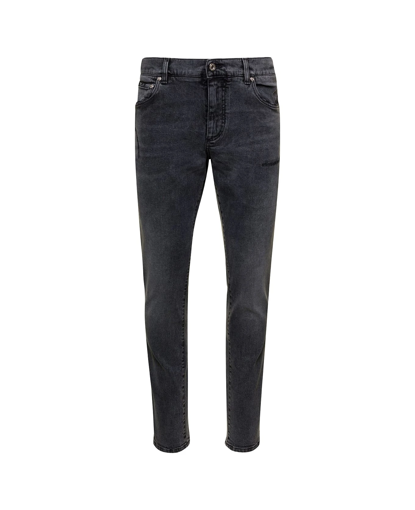 Grey Five-pockets Slim Jeans With Logo Plaque In Stretch Cotton Denim Man Dolce & Gabbana Grey Five-pockets Slim Jeans With Logo Plaque In Stretch Cotton Denim Man -Italist Clothing Sale 4ab6dc09ed54528e48438d8386c934b5