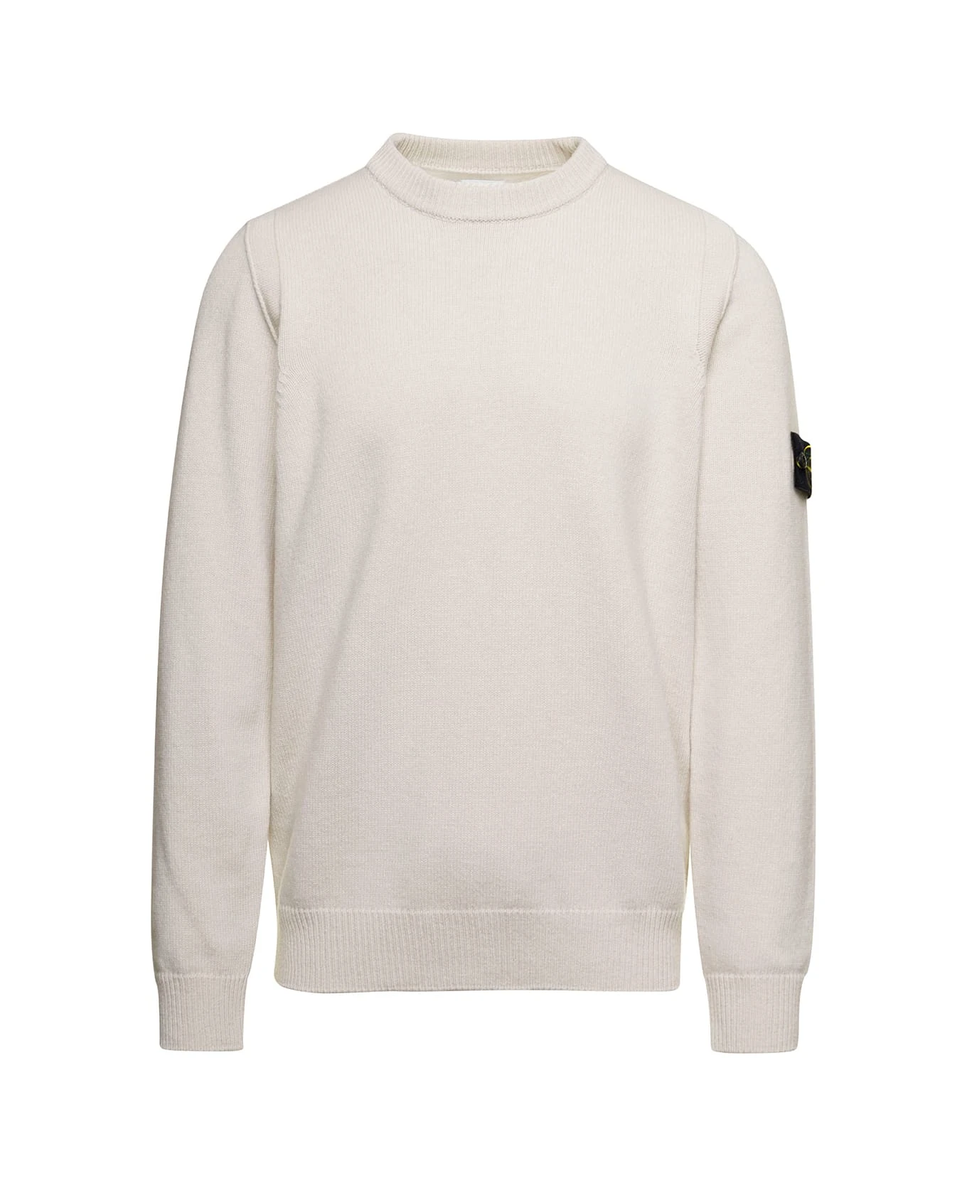 White Sweater With Long Sleeves And Side Logo Patch In Wool Blend Man Stone Island White Sweater With Long Sleeves And Side Logo Patch In Wool Blend Man -Italist Clothing Sale 4f7f37197d0c6185b95c6c9ed0ad1a6e