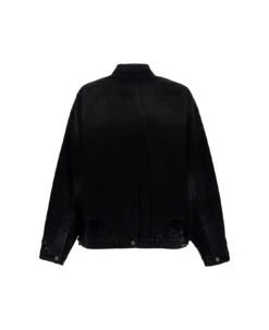 Balenciaga Oversized Black Jacket With Branded Button In Cotton Denim Man -Italist Clothing Sale 56aa7ef6e81def536180009af5e53435