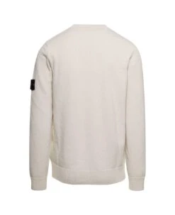 Stone Island White Sweater With Long Sleeves And Side Logo Patch In Wool Blend Man 3 Stone Island White Sweater With Long Sleeves And Side Logo Patch In Wool Blend Man -Italist Clothing Sale 586a983109e6531ed08483be599fe550