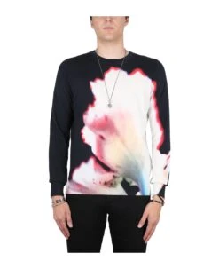 Alexander McQueen Jersey With Solarised Flower Print