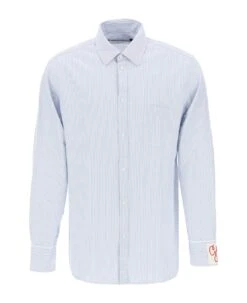 Golden Goose Alvise Regular Shirt In Striped Oxford
