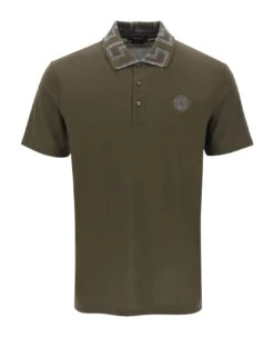 Versace Taylor Fit Polo Shirt With Greca Collar