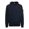 Stone Island Blue Hoodie With Side Logo Patch In Cotton Man