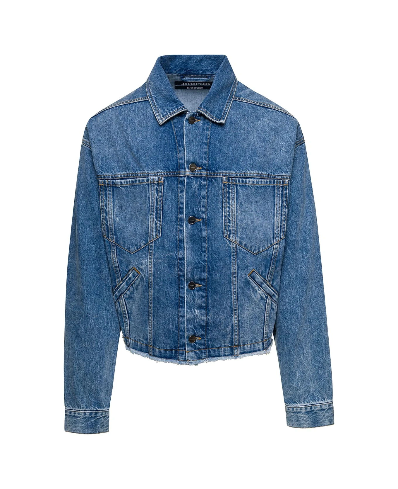 'la Veste De-nimes' Light Blue Jacket With Logo Patch In Cotton Denim Man Jacquemus 'la Veste De-nimes' Light Blue Jacket With Logo Patch In Cotton Denim Man -Italist Clothing Sale 7163f8e7ef32078164ef4b687734ad49