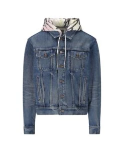Celine Double Layered Hooded Denim Jacket