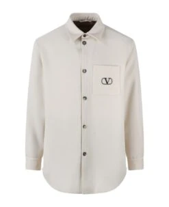 Valentino Vlogo Signature Patch Wool Gabardine Shirt Jacket