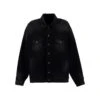 Balenciaga Oversized Black Jacket With Branded Button In Cotton Denim Man