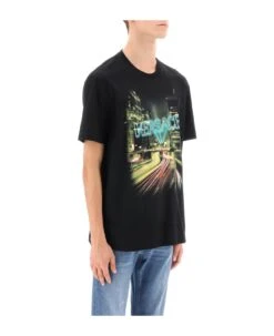 Versace Crew-neck T-shirt With City Lights Print -Italist Clothing Sale 8546a2d0b7b06595b4f76d03f668e02e