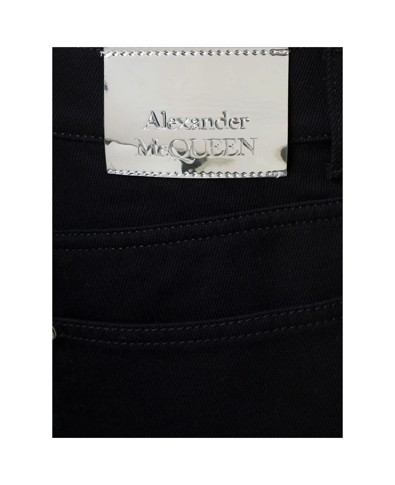 Black Slim Five-pocket Jeans With Metallic Logo Patch In Cotton Denim Man Alexander McQueen Black Slim Five-pocket Jeans With Metallic Logo Patch In Cotton Denim Man -Italist Clothing Sale 8aacf9ce488918f2b522e9edee90f0b1