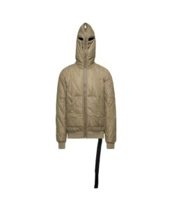 Beige Down Jacket With Hood With Eye Holes In Nylon Man