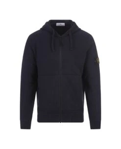 Stone Island Navy Blue Gauzed Zip-up Hoodie