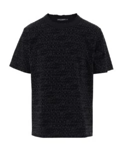 Dolce & Gabbana Cotton T-shirt With All-over Flocked Logo