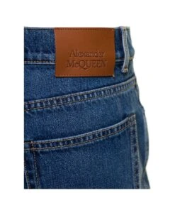 Alexander McQueen Blue Flared Jeans With Logo Patch In Cotton Denim Man -Italist Clothing Sale 979256738cecae5f25fa6d1206f48cda