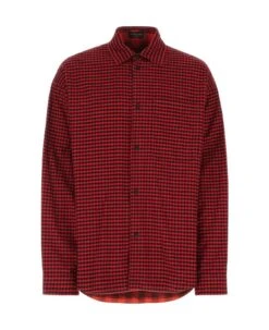Balenciaga Embroidered Flanel Reversible Oversize Shirt