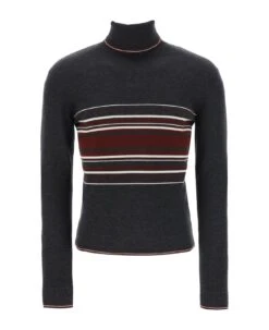 Dolce & Gabbana Striped Wool Turtleneck Sweater