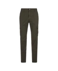 Stone Island Military Green Cargo Trousers In Broken Twill Stretch Cotton