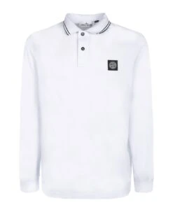 Stone Island Logo White Polo Shirt