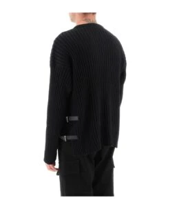 Versace Ribbed-knit Sweater With Leather Straps -Italist Clothing Sale b7174b48b0915b2ca8187fc0b2bec165