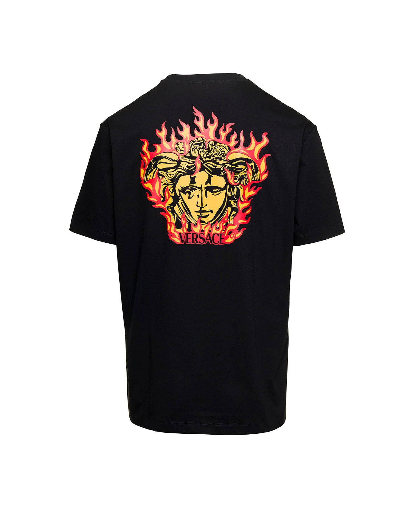 'medusa Flame' Black Crewneck T-shirt With Logo Print In Cotton Man Versace 'medusa Flame' Black Crewneck T-shirt With Logo Print In Cotton Man -Italist Clothing Sale bca4456b726164171e66a17f6ec482fc