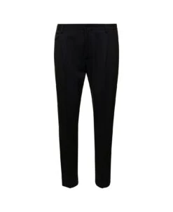 Dolce & Gabbana Black Slim Pants With Elastic Waistband In Wool Woman