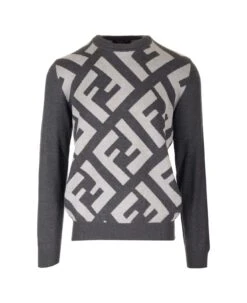 FENDI Dark Gray Wool Sweater