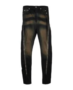 Bolan Banana Sunblasted Dark Denim Baggy Pant With Full Lenght Zip - Bolan Banana