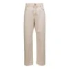 Dolce & Gabbana Cream Whie Wide-leg Jeans With Logo Plaque In Cotton Denim Man