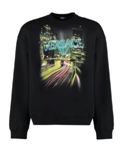 Versace Printed Cotton Crew-neck Sweatshirt