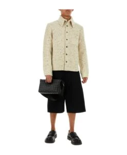 Bottega Veneta Melange Sand Wool Blend Shirt -Italist Clothing Sale d912e527e28052742e64484661346665