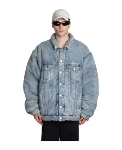 Balenciaga Denim Jackets In Blue Cotton