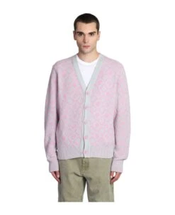 Acne Studios Cardigan In Rose-pink Wool