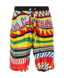 Dolce & Gabbana Printed Satin Bermuda Shorts