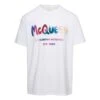 Alexander McQueen White Oversized T-shirt With Multicolor Graffiti Logo Print In Cotton Man