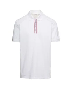 Alexander McQueen White Polo Shirt With Classic Collar And Logo Detail In Cotton Man
